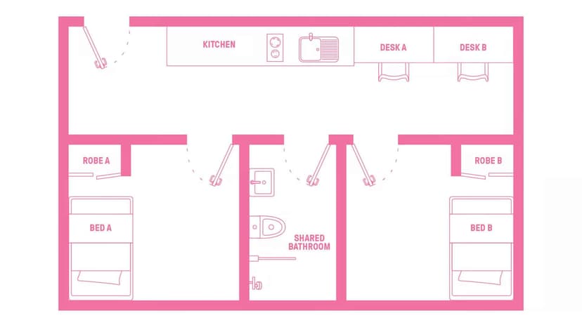 2 Bedroom Shared Bathroom, Double Bed - Image 7