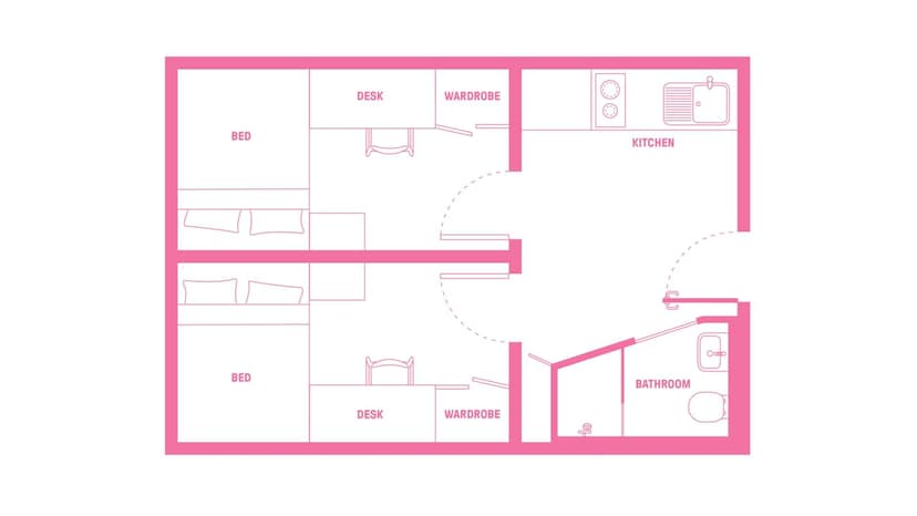 2 Bedroom Shared Bathroom, Double Bed - Image 4