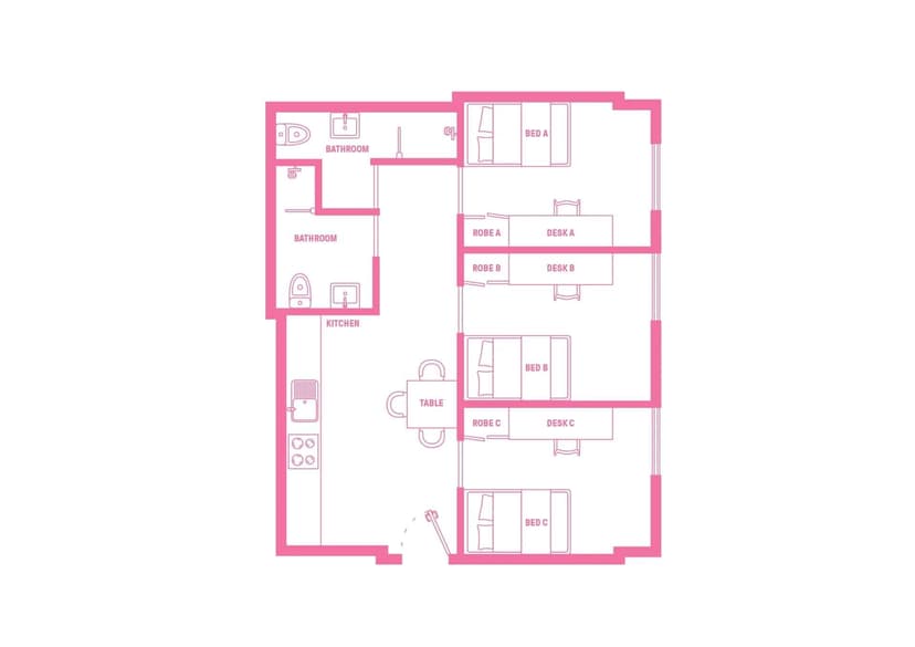 3 Bedroom Shared Bathroom, Single Bed - Image 5