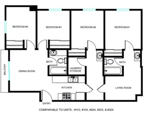 Private Room - Shared Bath (4 Bed-2.5 Bath) - Image 3