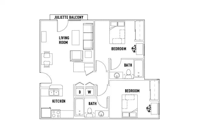 2 Bed 2 Bath