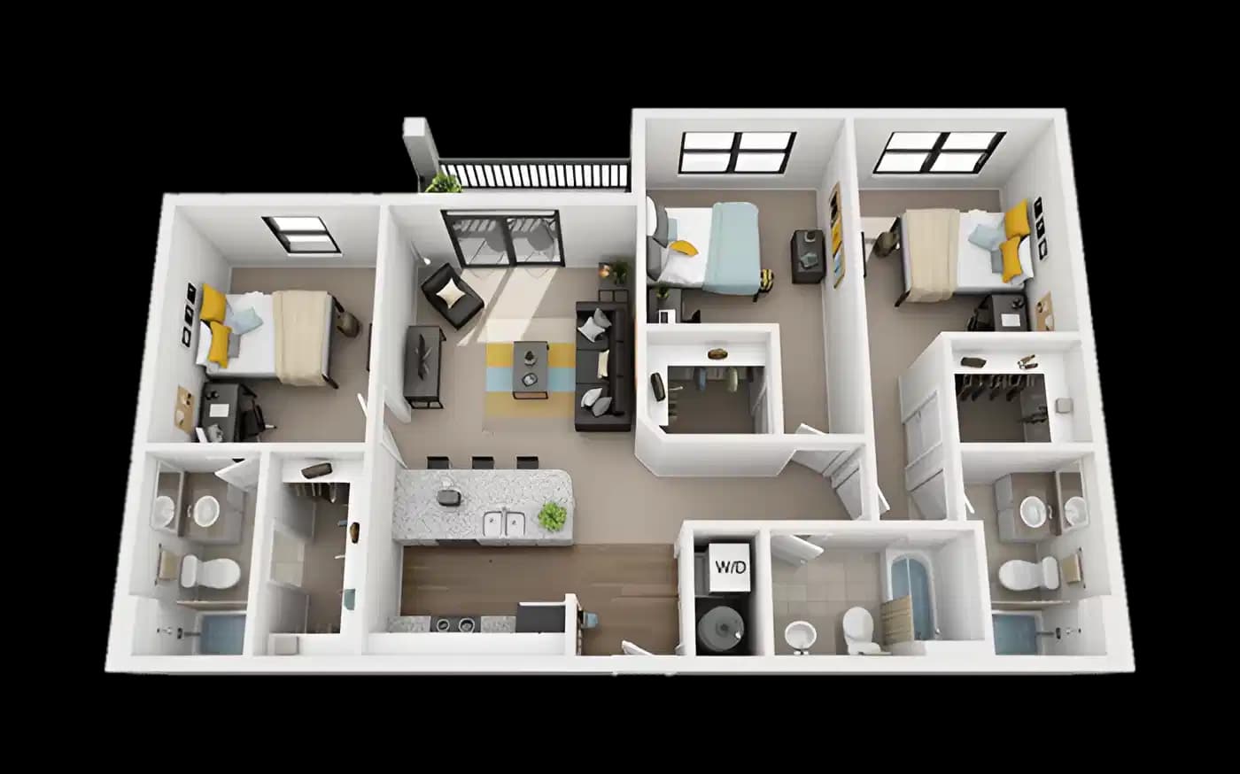 Private Room - 3x3-1 Flats (3 Bed - 3 Bath)