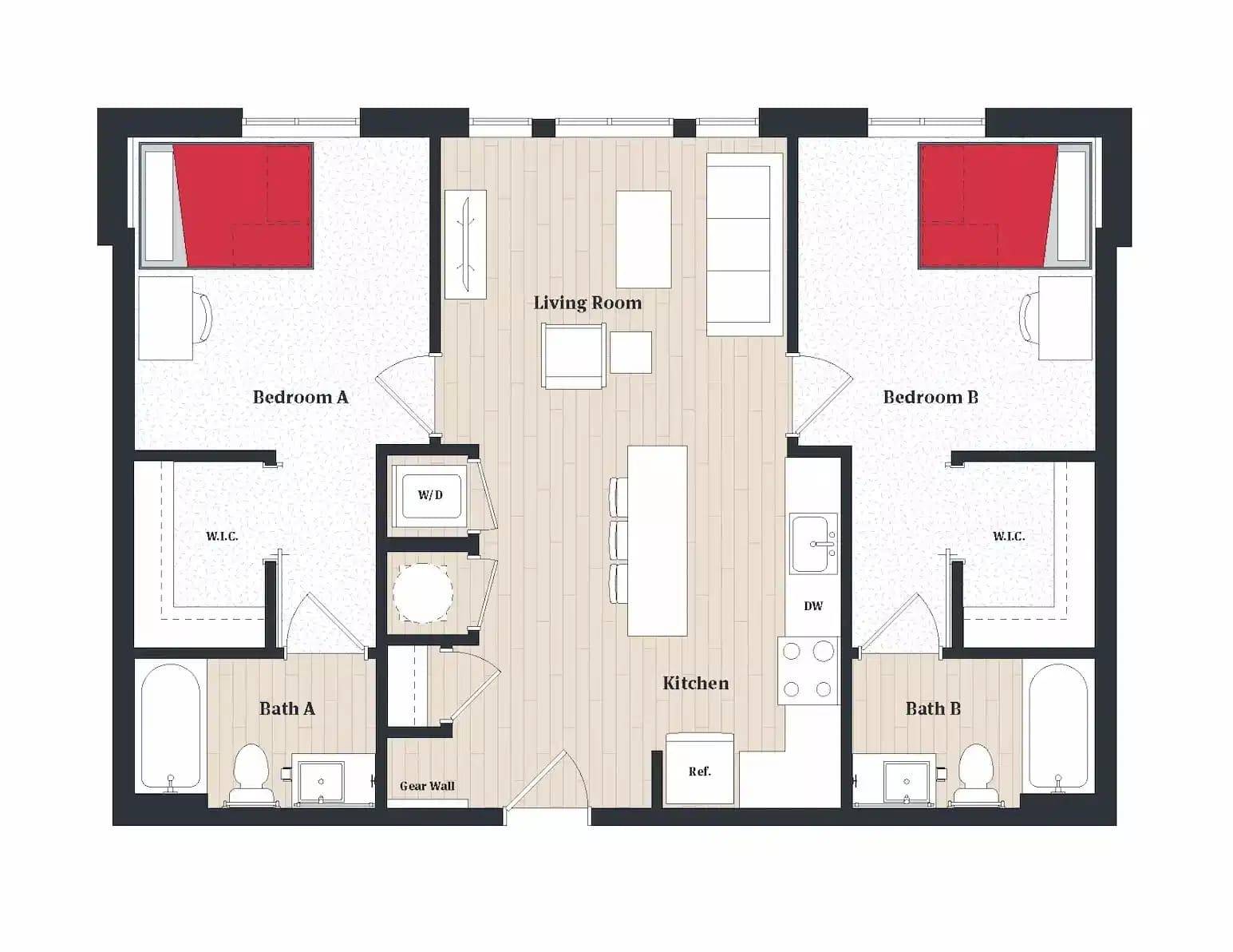 B3 - Private Room - Private Bath (2 Bed - 2 Bath)