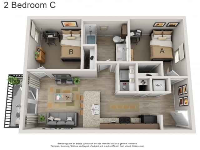 2BR/1BA - C