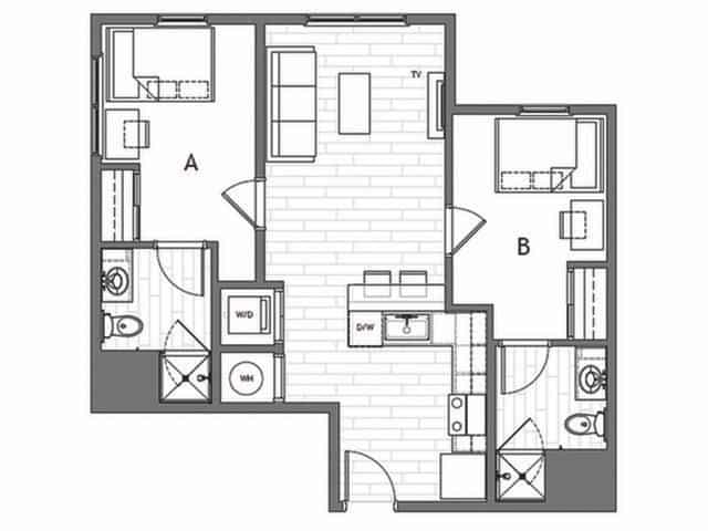 2 Bedroom 2 Bathroom Apartment (778 Sq.ft) - Image 2