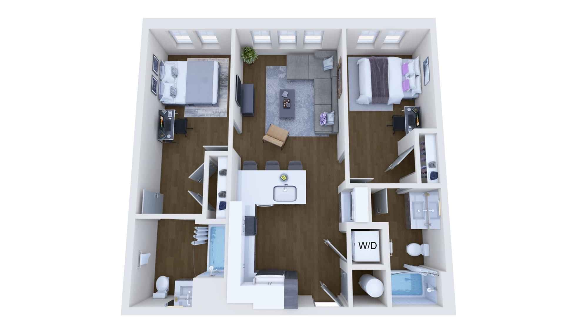 2 Bedroom 2 Bathroom Apartment (912 Sq.ft) - Image 2
