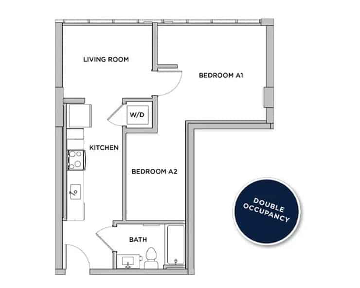1 Bed 1 Bath (Shared Bathroom) - Image 2