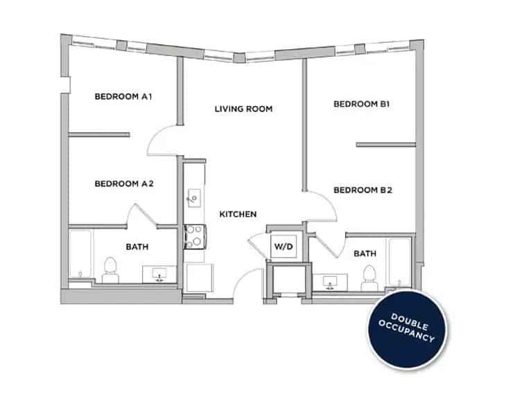 2 Bed 2 Bath (Shared Bathroom) - Image 4