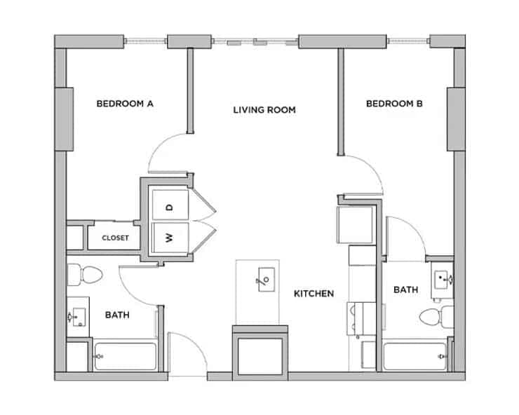 2 Bed 2 Bath (Private Bathroom) - Image 4