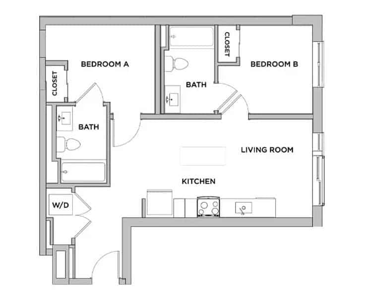 2 Bed 2 Bath (Private Bathroom) - Image 2