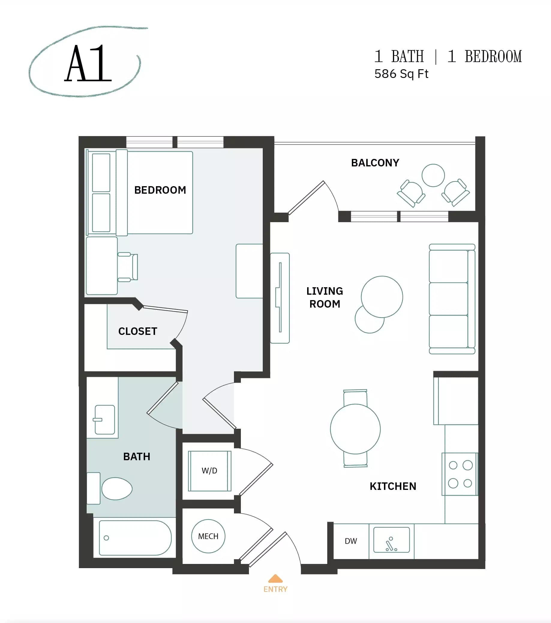 1 Bedroom 1 Bathroom