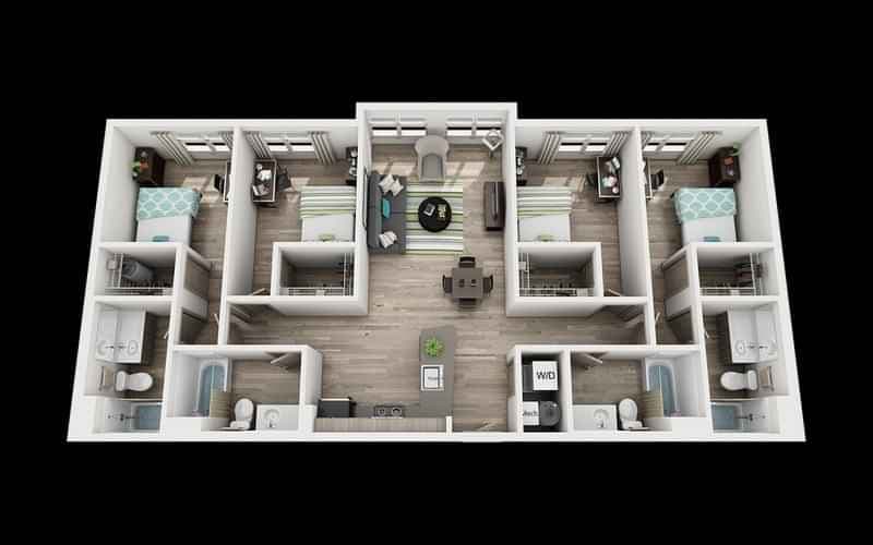 Private Room - D1 (4 Bed - 4 Bath)