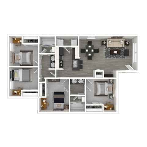 4x2 - Private Room (4 bed 2 bath)