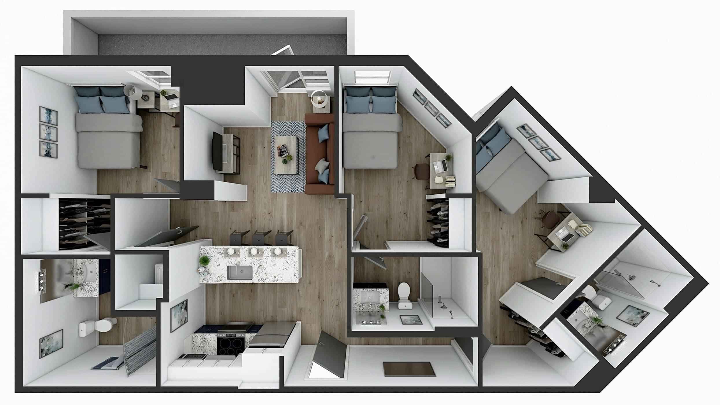 3 Bedroom 3 Bathroom Apartment